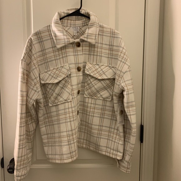Time and Tru Jackets & Blazers - Time & Tru Women's Multicolor Plaid Crop Shacket Jacket Shirt Size Large